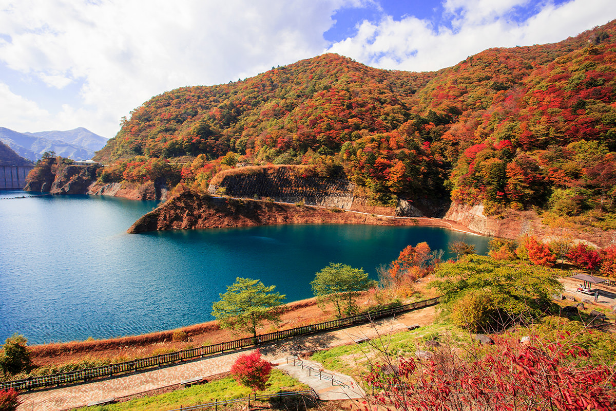 Autumn Leaves around Lake Okushima