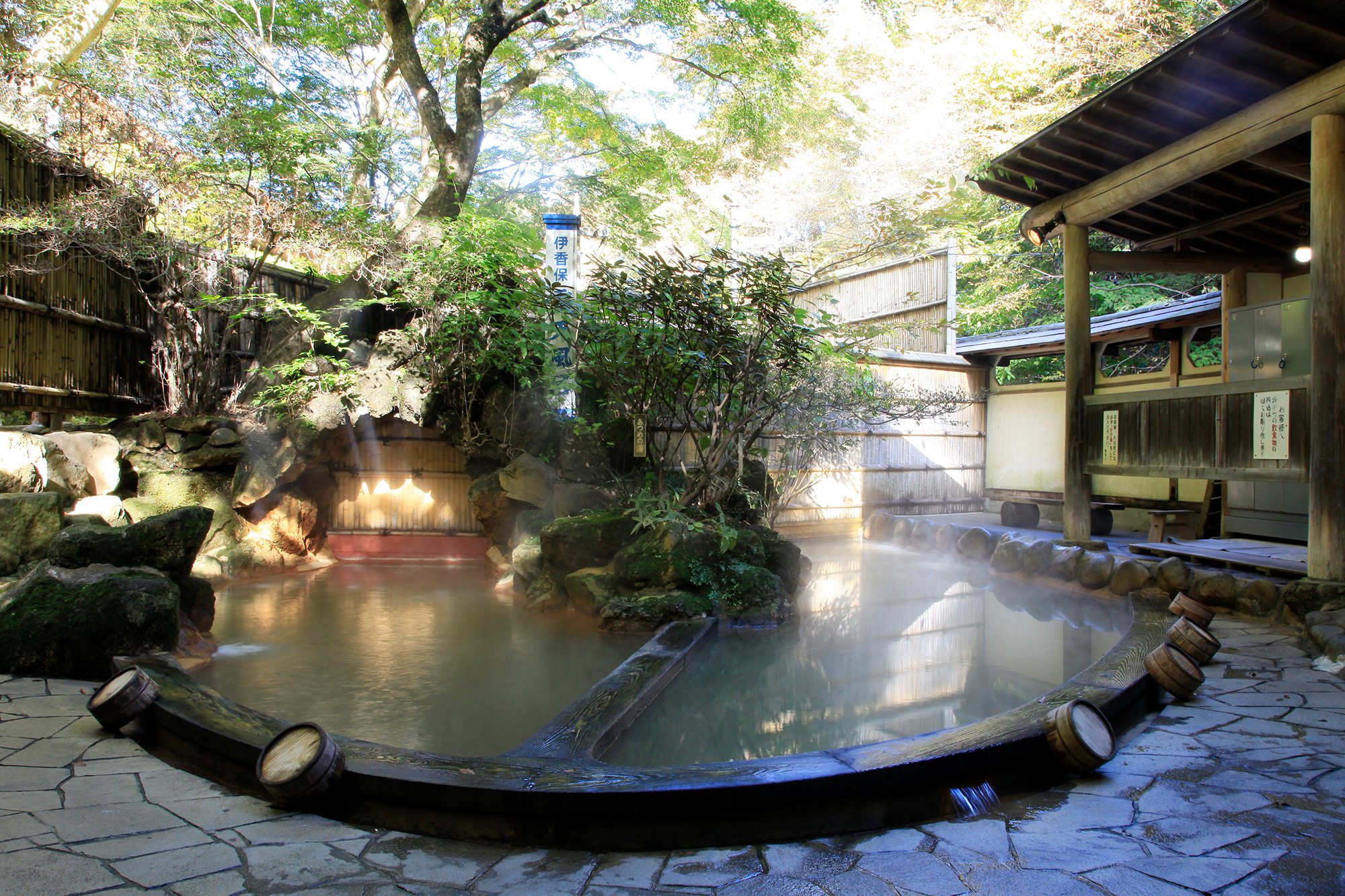 Serene outdoor onsen